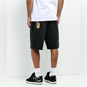 Empyre Shmutz Black Denim Skate Shorts Jorts Jeans Spray Can sz 38